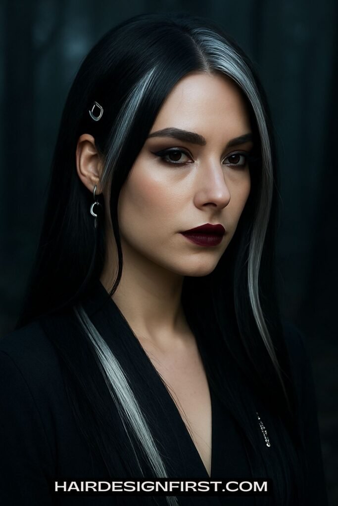 Black Hair with Silver Streaks