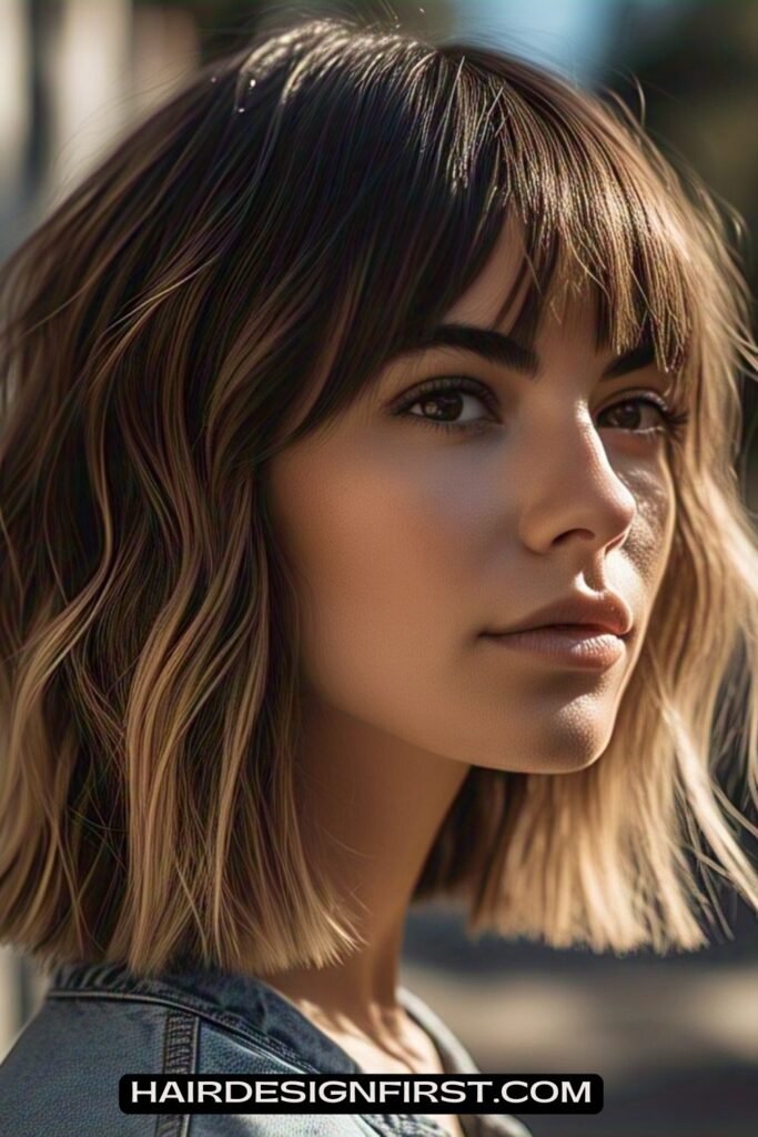 Choppy Lob with Bangs