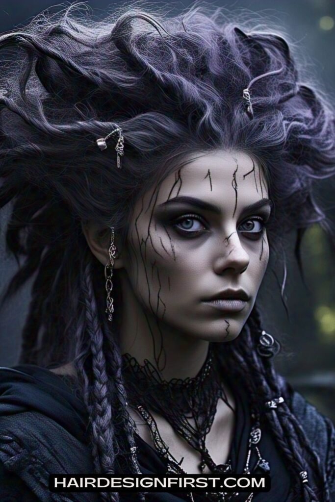 Crimped Hair with Tiny Braids