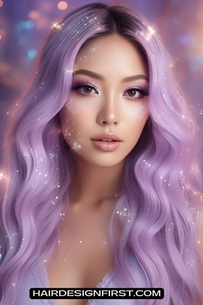 Lavender Hair with Glitter Roots