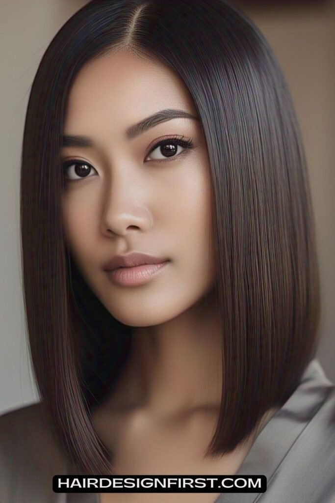 Sleek Lob with a Middle Part