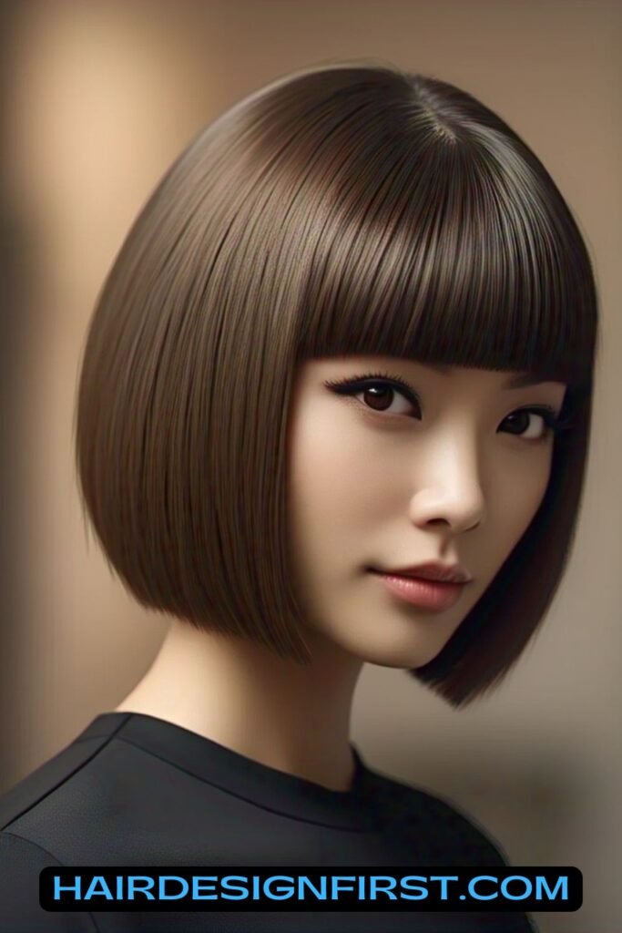 Angled Bob with Blunt Bangs