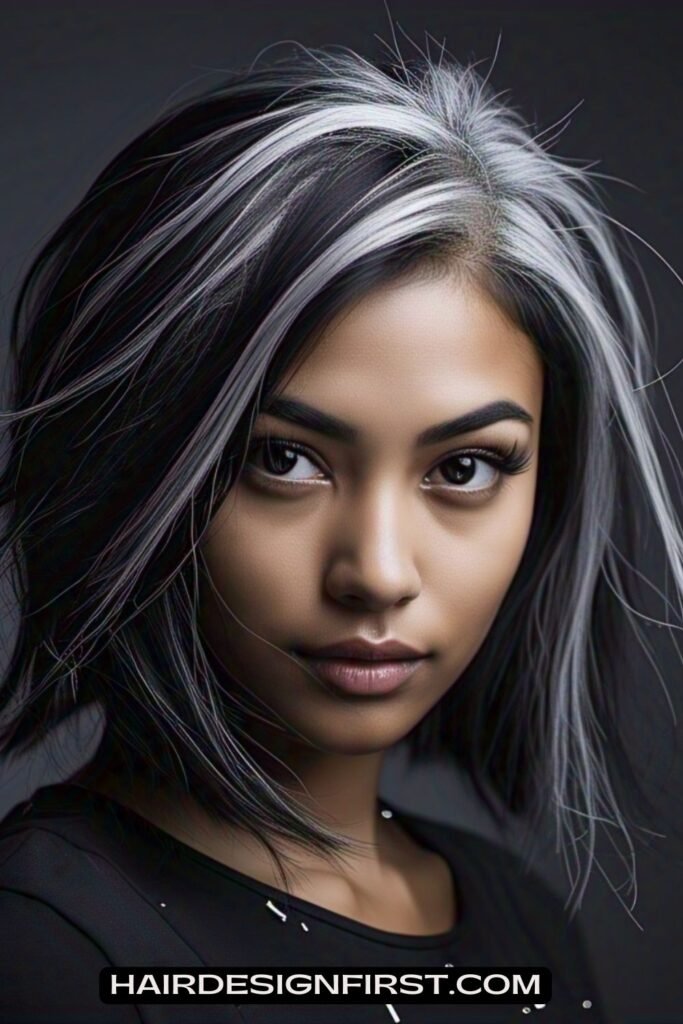 Black Hair with Silver Highlights