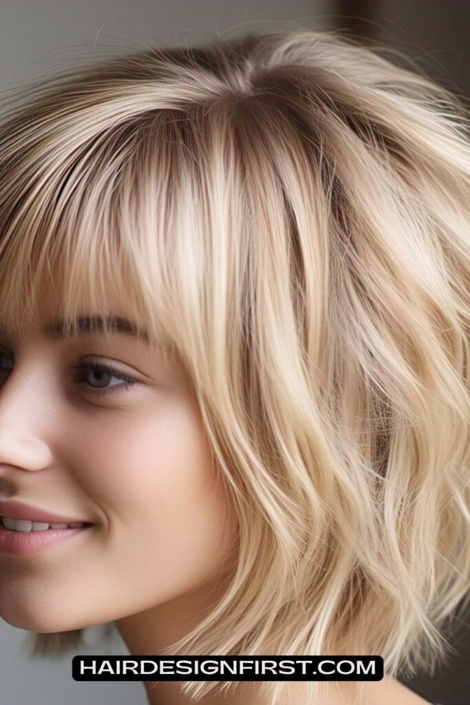 Blonde Stacked Bob with Bangs