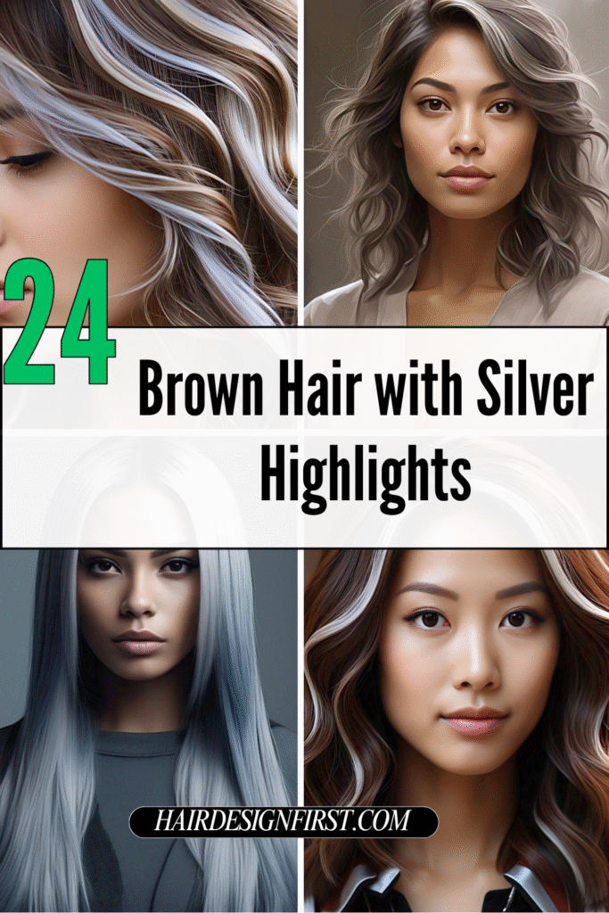 Brown Hair with Silver Highlights