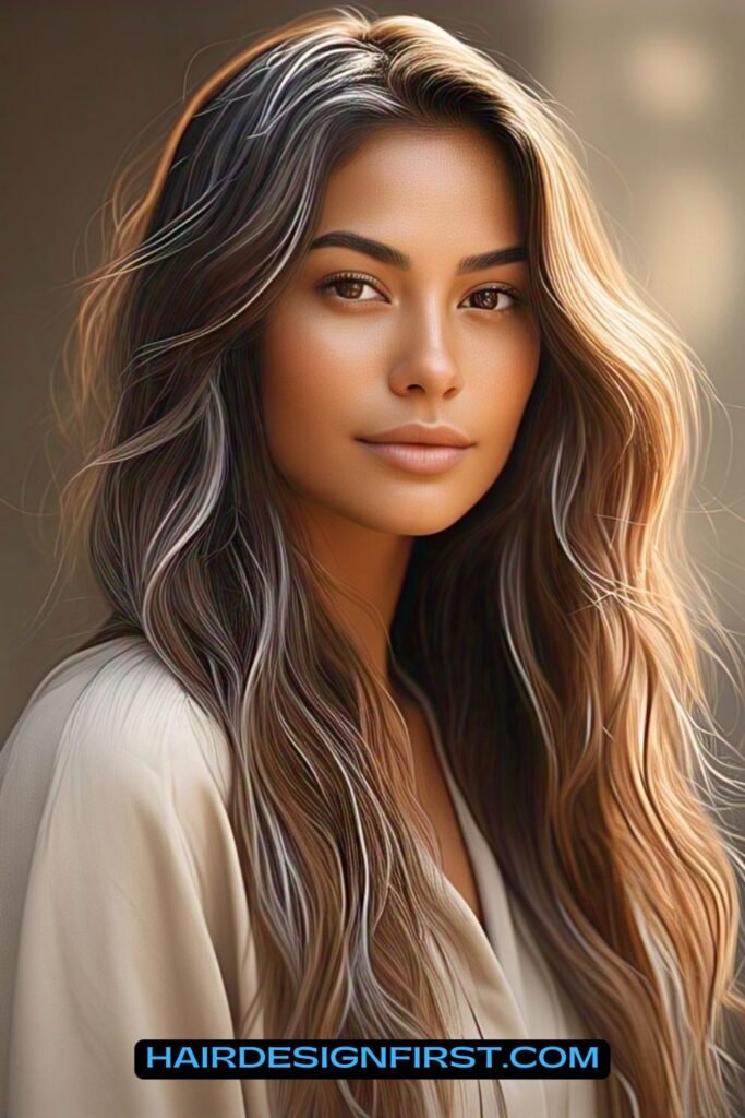 Caramel Brown and Silver Highlights Combo