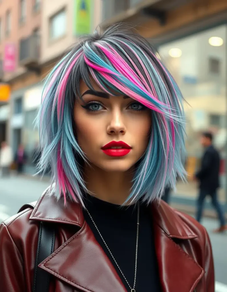 Choppy Bob with a Pop of Color