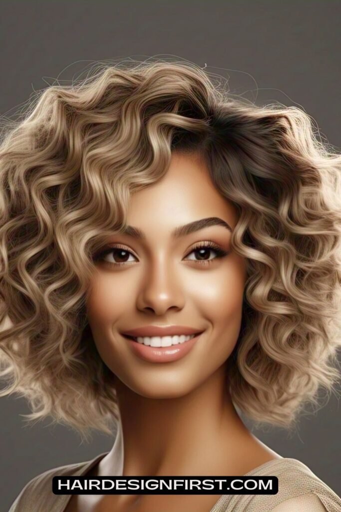 Curly Stacked Bob for Fine Hair