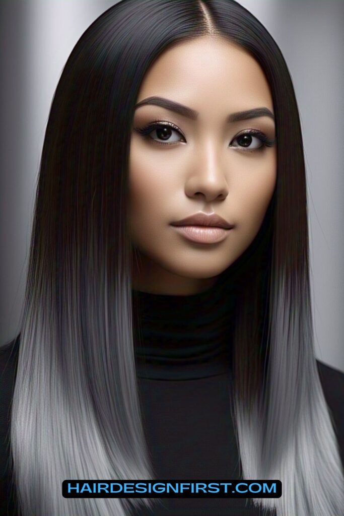 Dark Brown Base with Silver Dip-Dye