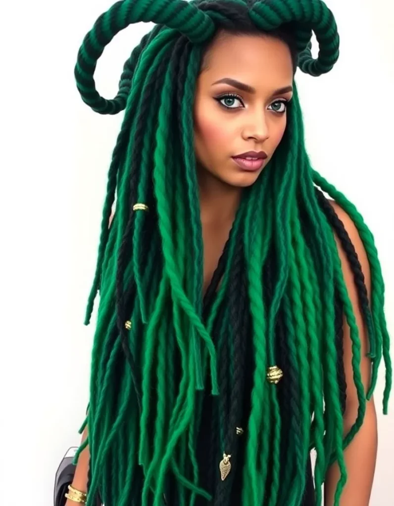 Green and Black Dreadlocks