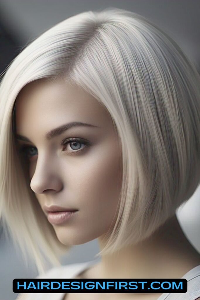 Ice Blonde Angled Stacked Bob