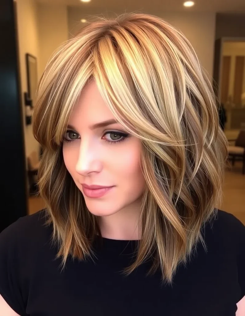 Layered Choppy Bob with Highlights