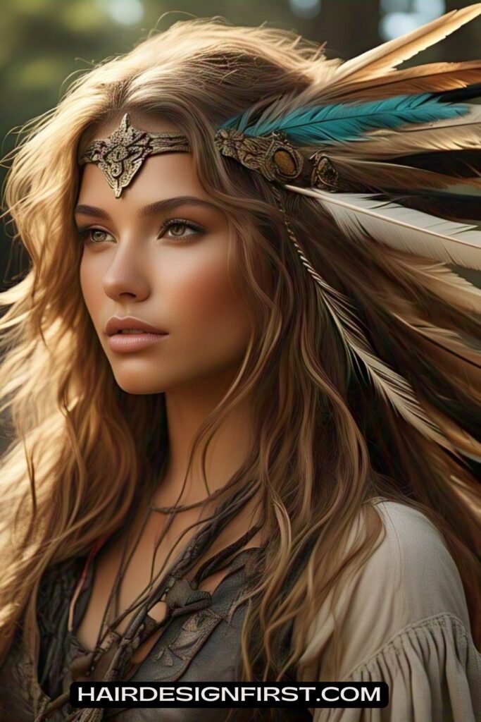 Layered Hair with Feathers