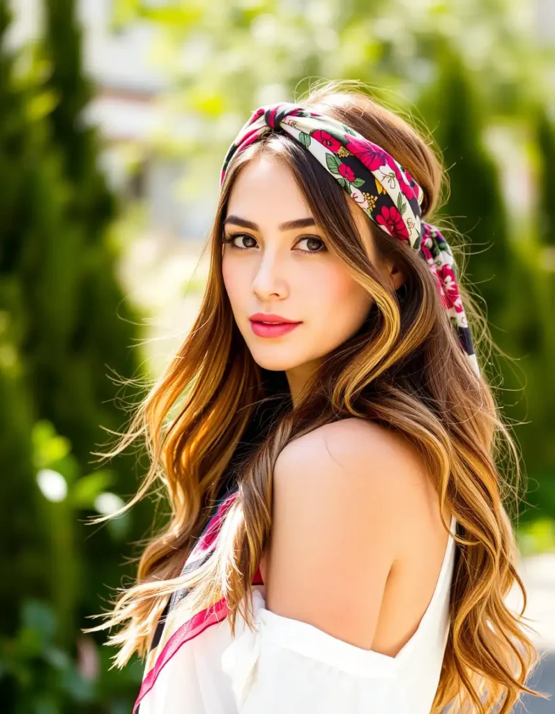 Long Hair with Scarf Accessory