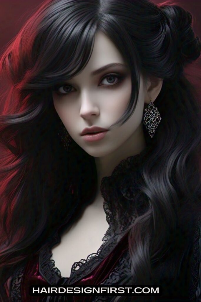 Long Hair with Side Swept Bangs