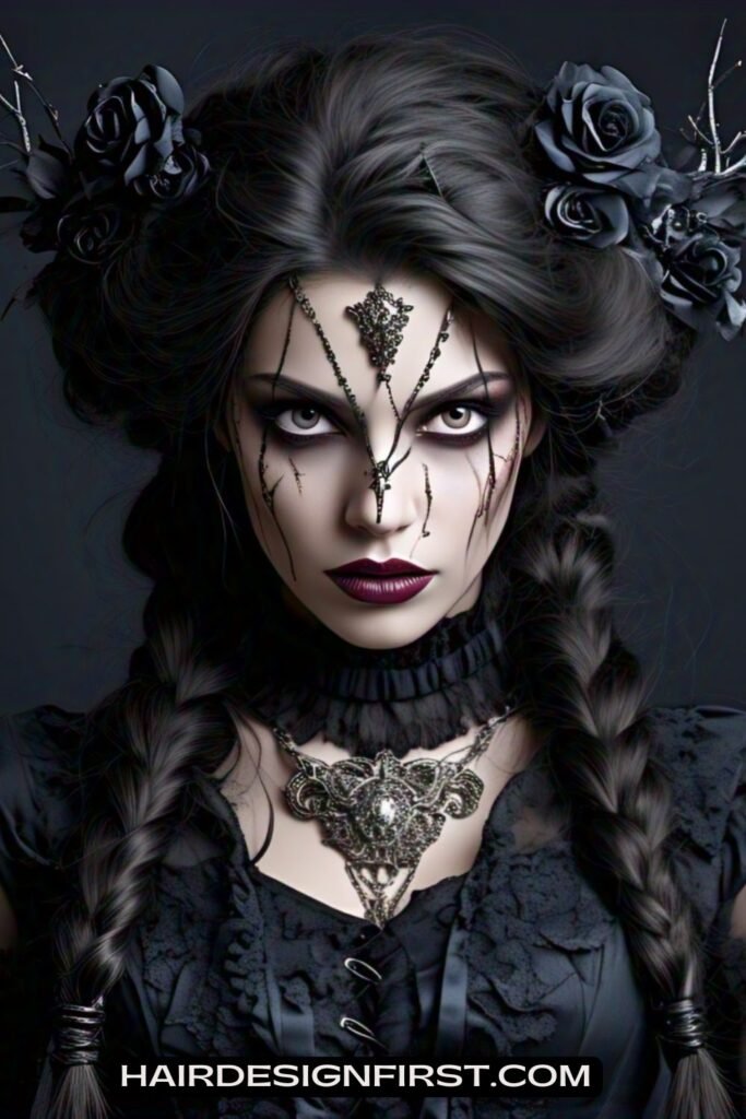 Messy Braid with Dark Accessories