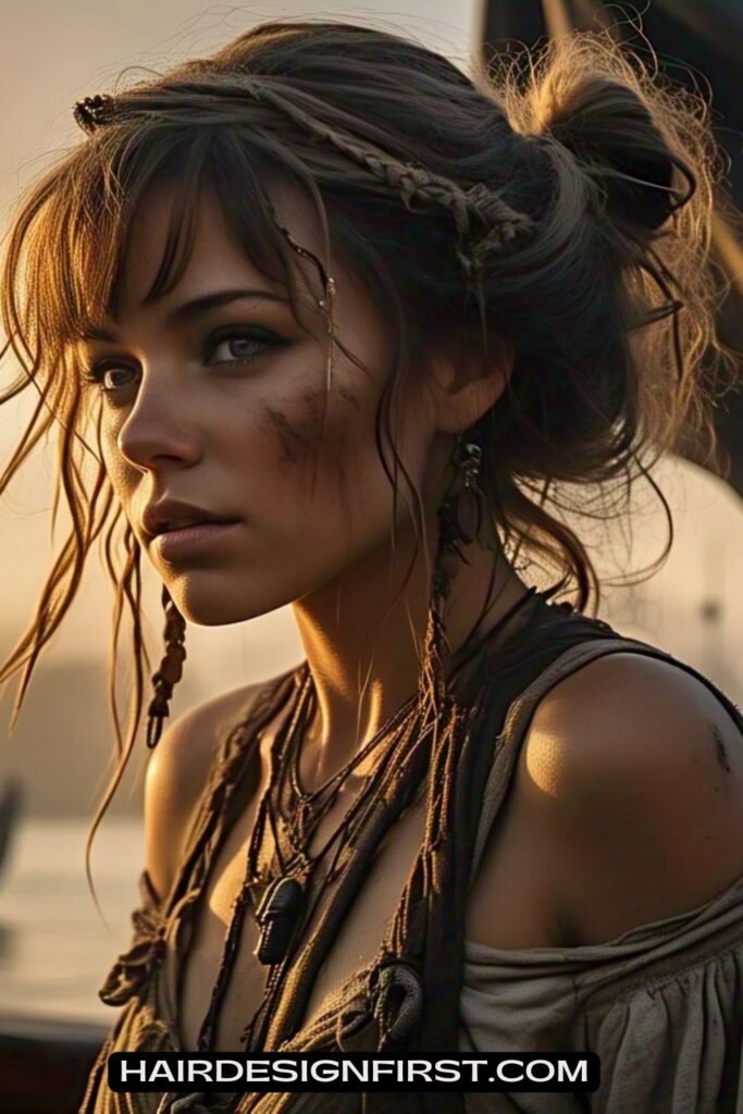 Messy Bun with Wispy Bangs