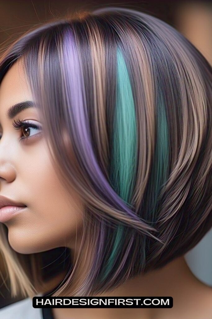 Peekaboo Highlights on Stacked Bob