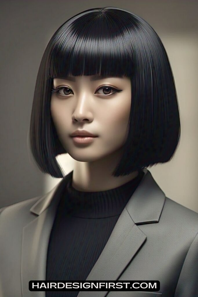 Sleek Bob with Bangs