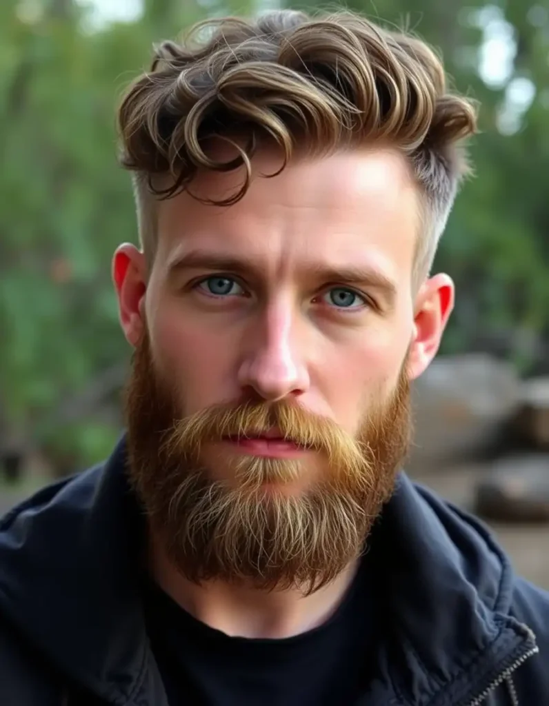 Curly Hair with Beard Combo