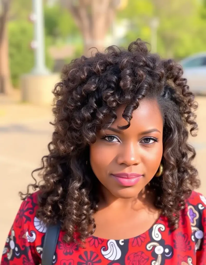 Curly Shoulder-Length Hair with Layers