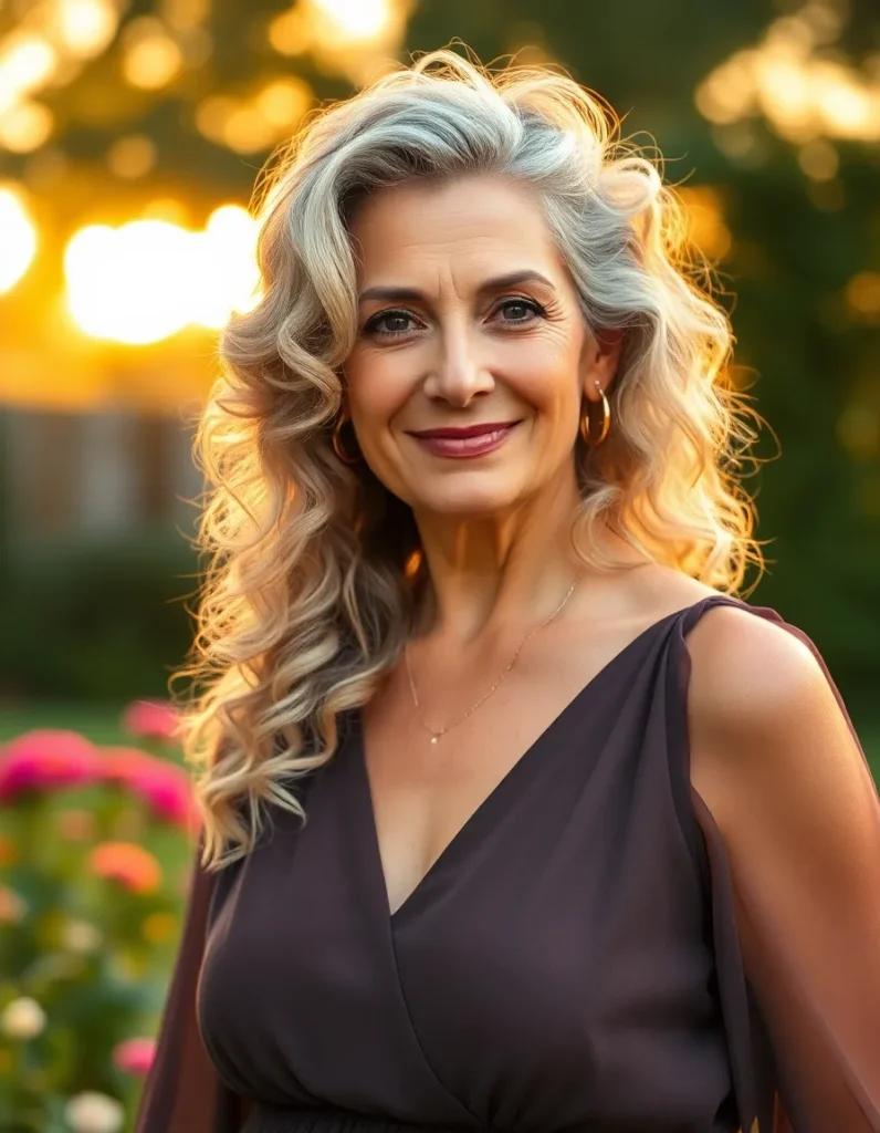 Long Salt and Pepper Curls