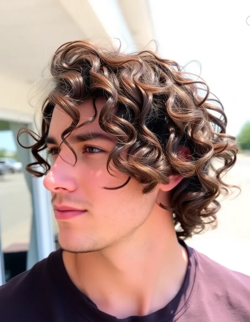Medium-Length Curls with Tapered Sides