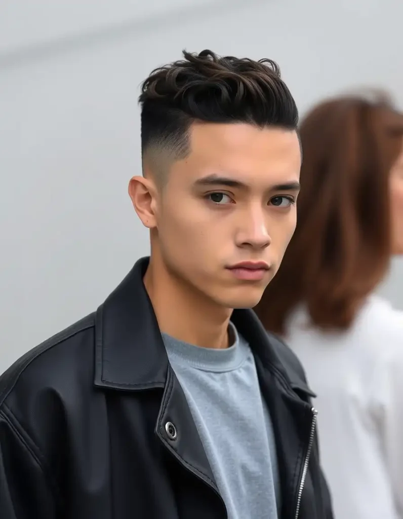 Short Curls with Temple Fade