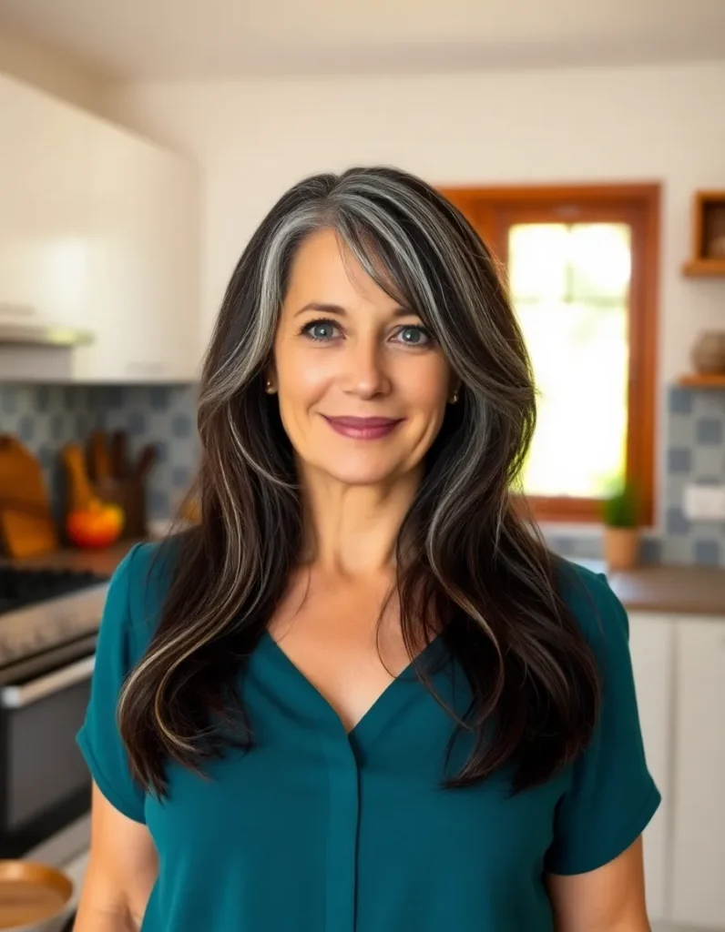 Silver Streak Highlights in Dark Hair