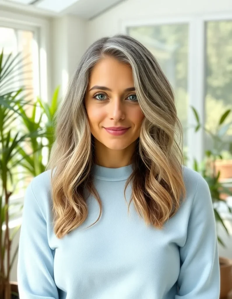 Wavy Mid-Length Hair with Center Part